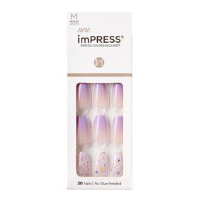 NWT new imPRESS Press-On Nails, Medium coffin shape length,lavender shade